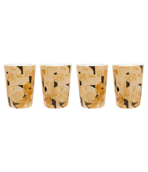 Set of 4 Bruno mugs in Sand mugs by Marie Olsson Nylander - showcasing artistic portrait artwork in warm, earthy tones with a hand-painted feel