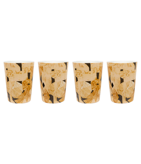 Set of 4 Bruno mugs in Sand mugs by Marie Olsson Nylander - showcasing artistic portrait artwork in warm, earthy tones with a hand-painted feel