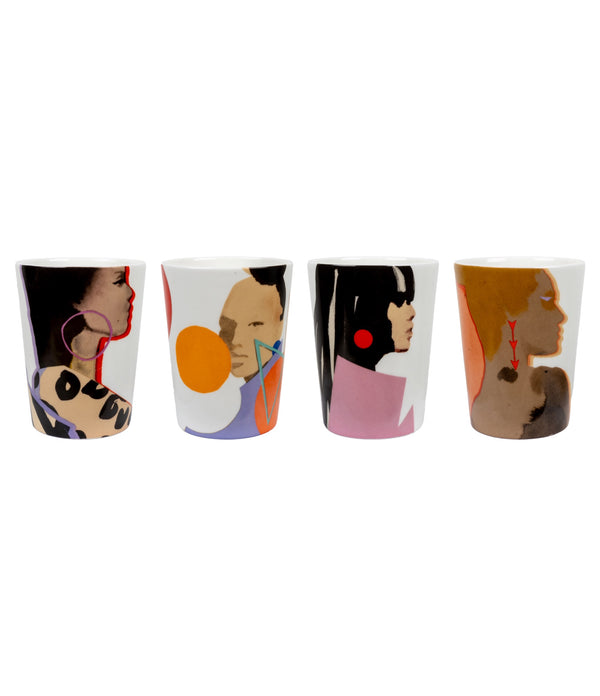 Back view of Sisters mugs - showcasing reverse sides of the 4-pack designed by Stina Persson